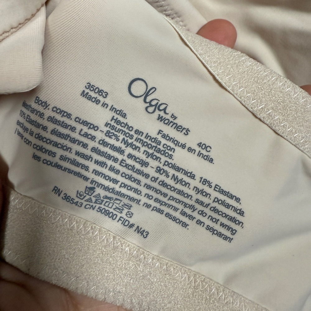 New Olga by Warners Size 10C Bra Nude Tan Gentle Lift Underwire Adjustable Strap - Picture 6 of 6